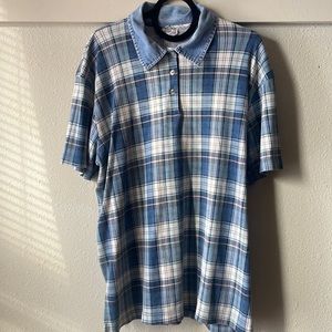 Vintage plaid denim collared button short sleeve by Ashly Brent